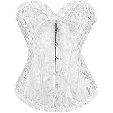 Waist Wow Corsets Top for Women Lace up Boned Overbust Corset Bustier Tops Floral Vintage Corsets Shapewear Lingerie