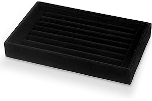 VALYRIA Velvet 7 Slots Ring Earrings Trays Showcase Display Jewelry Organizer (Black)