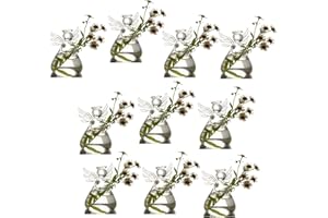 GENEDEY Angel Design Glass Vases Clear Flower Plant Terrarium Container Hanging Vase Wedding Decor Garden Ornaments Hanging Planter (Pack of 10)