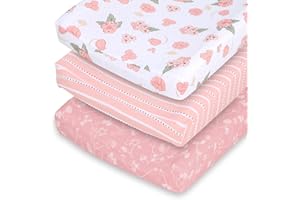 The Peanutshell Baby Girl Changing Pad Covers Set of 3 - Ultra Soft Baby Cover - Fits Standard Changing Table Pads, Durable, 