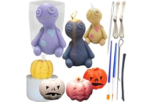 NIMOZEKD Pumpkin Candle Molds & Halloween Horror Doll Candle Silicone Mold for DIY Aromatherapy Candles Homemade Wax Plaster Polymer Clay Decoration