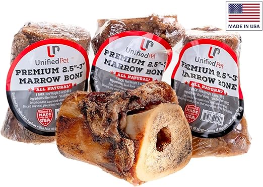 Amazon Com Unified Pet Beef Marrow Bones For Dogs All Natural Premium Dog Bones Sourced And Made In Usa 3 Inch Marrow 4 Count Kitchen Dining