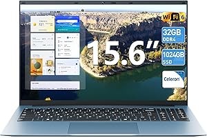 SGIN 15.6 Inch Laptops, Win 11 Laptop Computers with 36GB RAM 128GB EMMC+1024GB SSD, Celeron N5095A Quad-Core, WiFi 6, 180° V