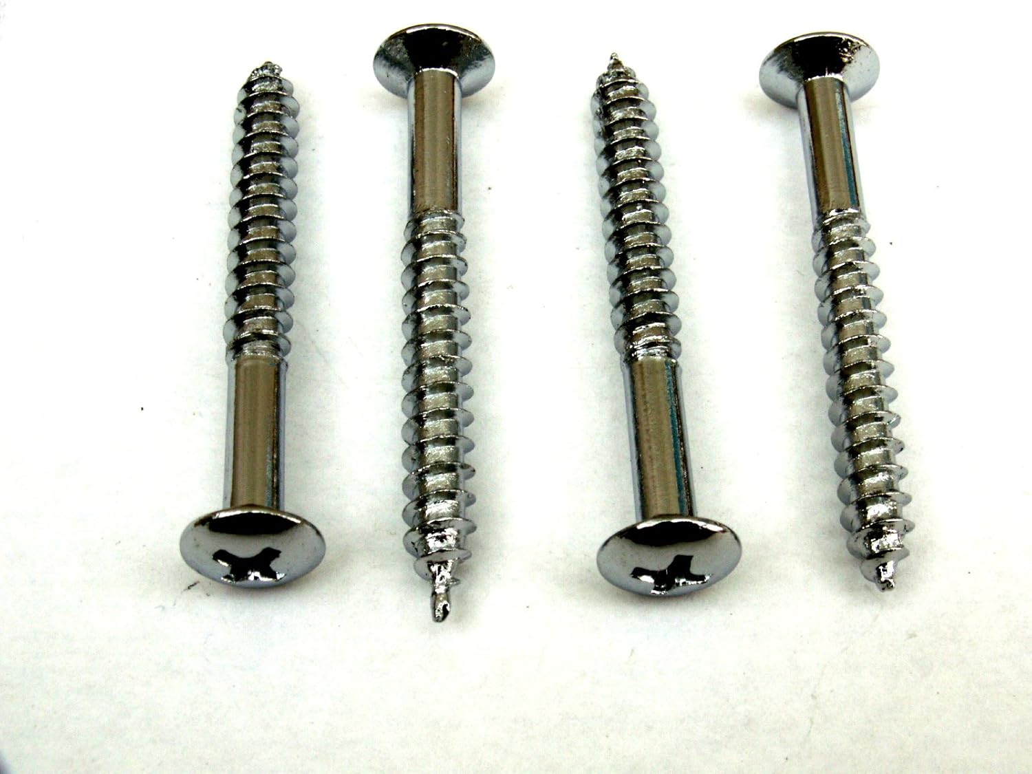 4 chrome plated electric guitar neck plate screws silver 45mm long 9mm