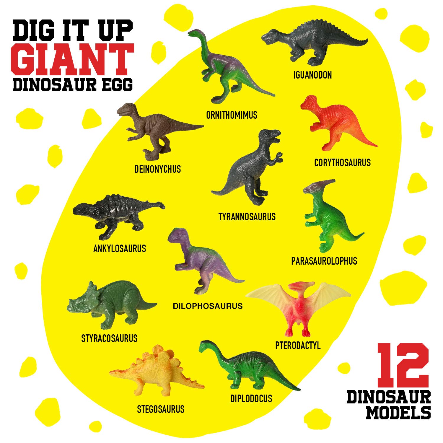 XXTOYS Dinosaur Egg Dig Kit, Unearth a Jumbo Dino Egg with 12 Unique Large Surprise Dinosaur Toys, Ideal Educational STEM Toys and Gifts for Kids Aged 5-7, Suitable for Party and Easter