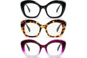 Chiccool Cat Eye Reading Glasses for Women 4 Pack Stylish Computer Readers Blue Light Blocking with Spring Hinge