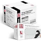 Jointown Vinyl Exam Gloves- 4 mil Safty Glove Latex-Free & Powder-Free, SGBE 8003 Synmax Disposable Medical Glove Large (Case of 1000, Black)