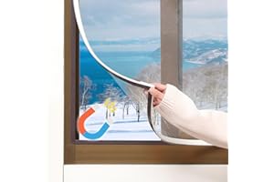 JOOFAN DIY Magnetic Window Insulation kit Transparent Film with White Frame Max 56"X35" Fits Any Size Smaller Coverings to Keep Cold Out Storm Warm in Winter