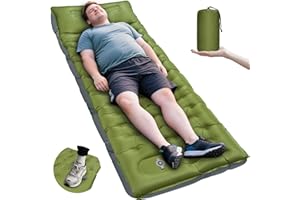 Camping Sleeping Pad, Extra Thick 6 Inch Inflatable Camping Mat with Pillow, Built-in Foot Pump Sleeping Pad for Camping Ultr