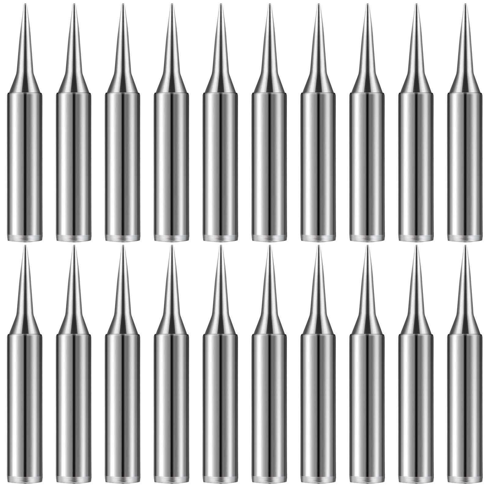 20 Pieces Replacement Soldering Iron Tips Lead-Free Soldering Iron Tips Replacement Pointed Fine Solder Tips Compatible with Hakko and More Tools (900M-T-I)