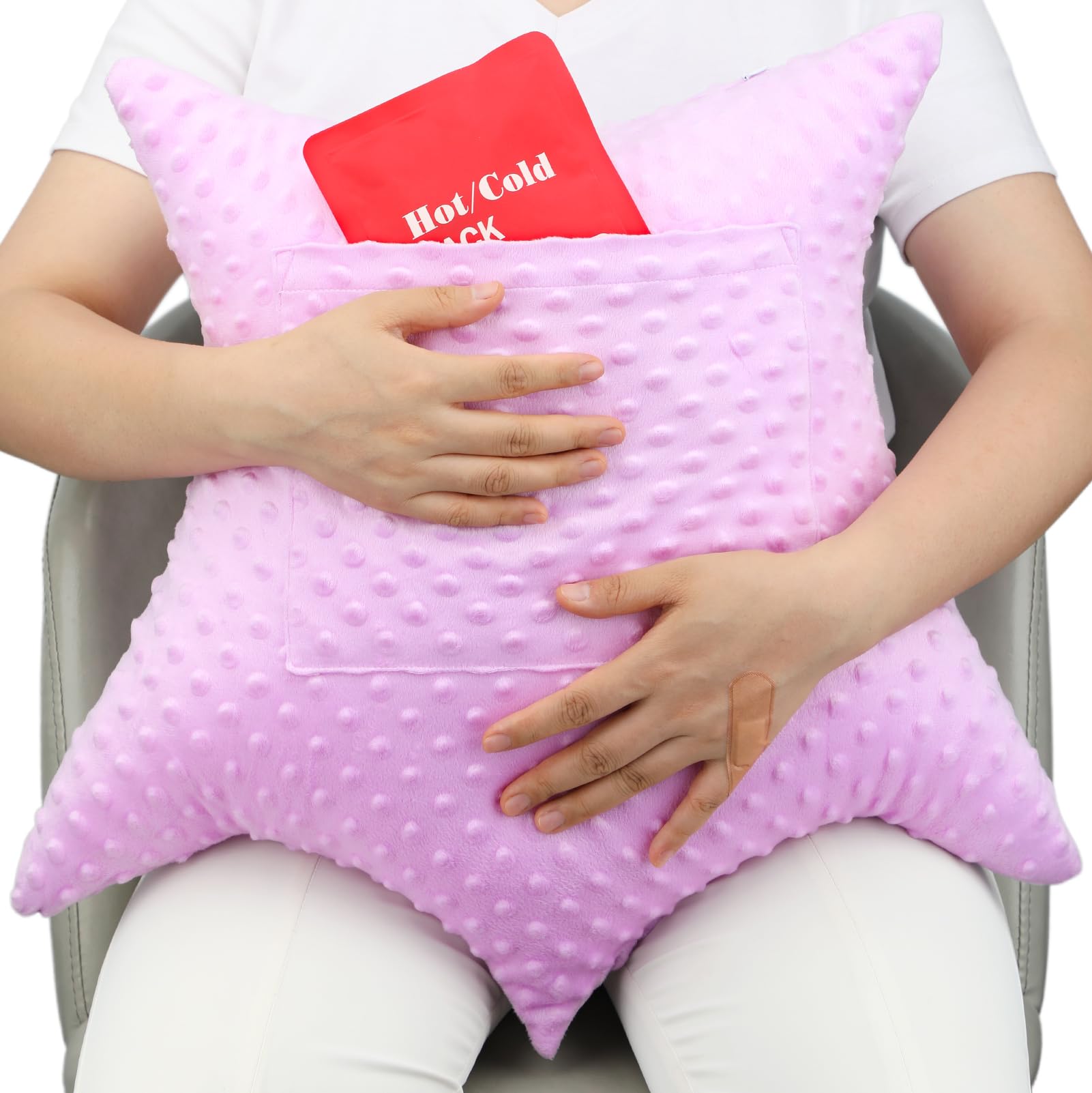 Photo 1 of Star Shape Hysterectomy Recovery Pillowy for Hysterectomy Recovery Must Haves with 2 Pockets Products Gifts Tummy Tuck Abdominal Surgery Cushion, Minky Dot Lavender