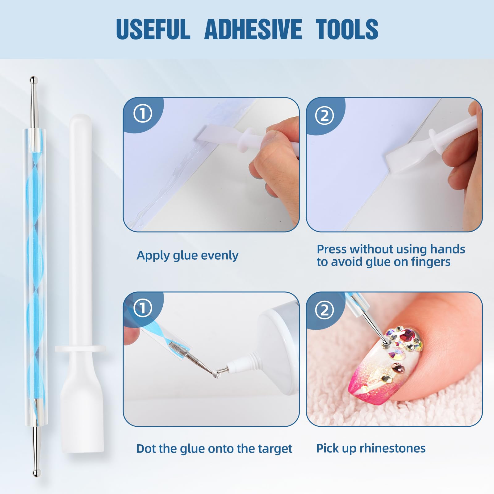 110 ml B7000 Adhesive for Crafts, Clear Glue with Spreaders and Dotting Pen Tool, Multipurpose for Rhinestones, Fabric, DIY, Makeup, Shoes, Jewelry Making, Nail Art