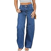 Eytino Women Plus Size Wide Leg Jeans High Waisted Stretchy Straight Leg Jeans Loose Trendy Denim Pants(1X-5X)