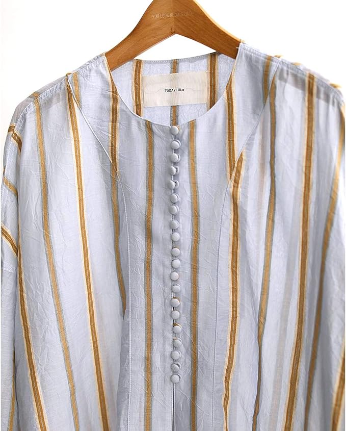 Amazon Co Jp Todayful トゥデイフル Sheer Stripe Gown 5 ポイント 38 Lvd ラベンダー 服 ファッション小物