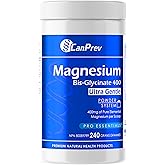 CanPrev Magnesium Bisglycinate Ultra Gentle 240g Powder 48-Servings - 400mg of Pure Elemental Magnesium Per Scoop - Chelated 