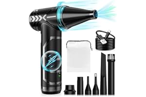 hotfien Compressed Air Duster, 150000RPM Stepless Speed Tiny Electric Cleaner for Keyboard, PC Deep Cleaning, Replace Compressed Air Can-No Canned Air Duster, Rechargeable Air Blower - Classic Black