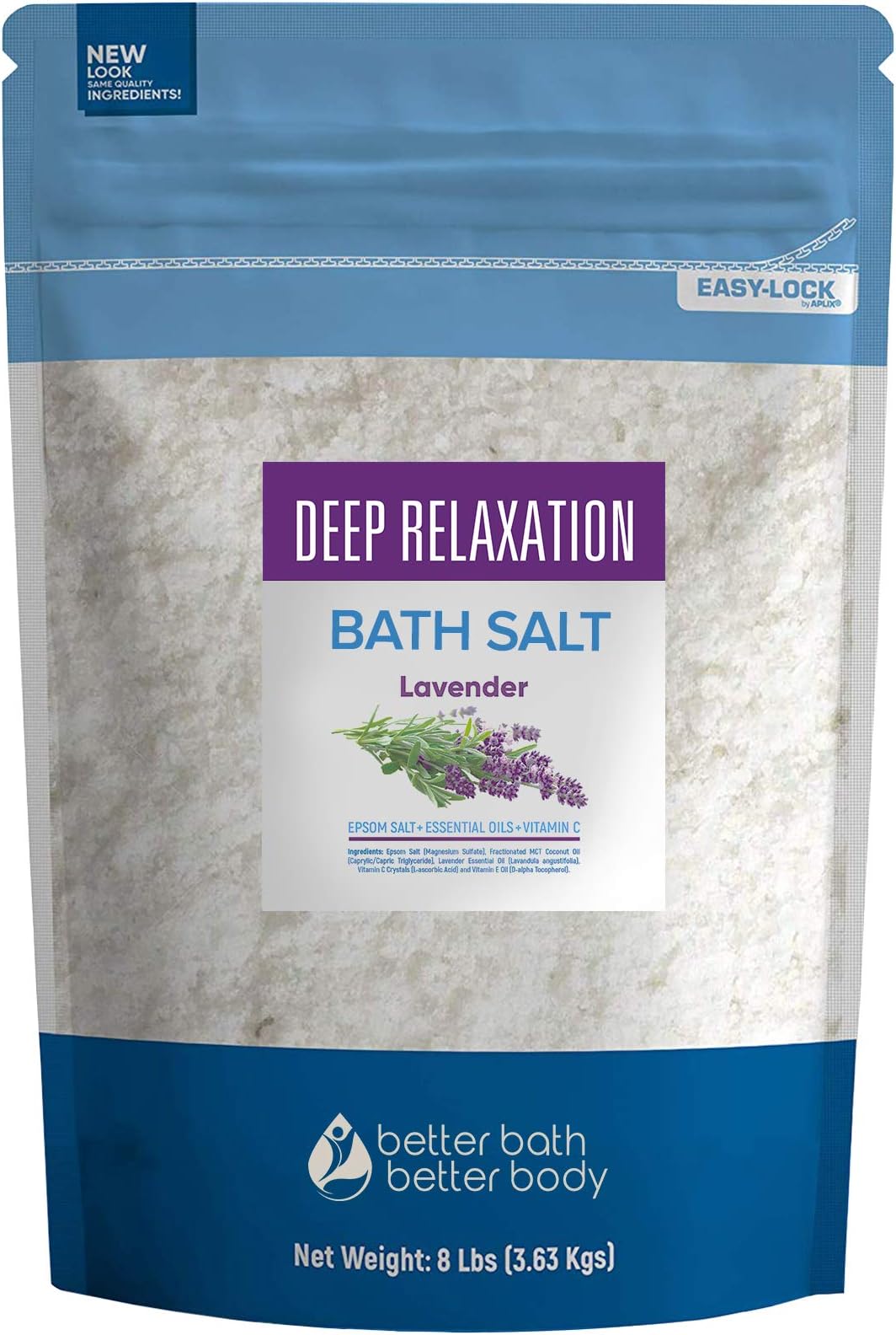 Sponsored Ad - Deep Relaxation Bath Salt 128 Ounces Epsom Salt with Natural Lavender Essential Oil Plus Vitamin C in BPA Free Pouch