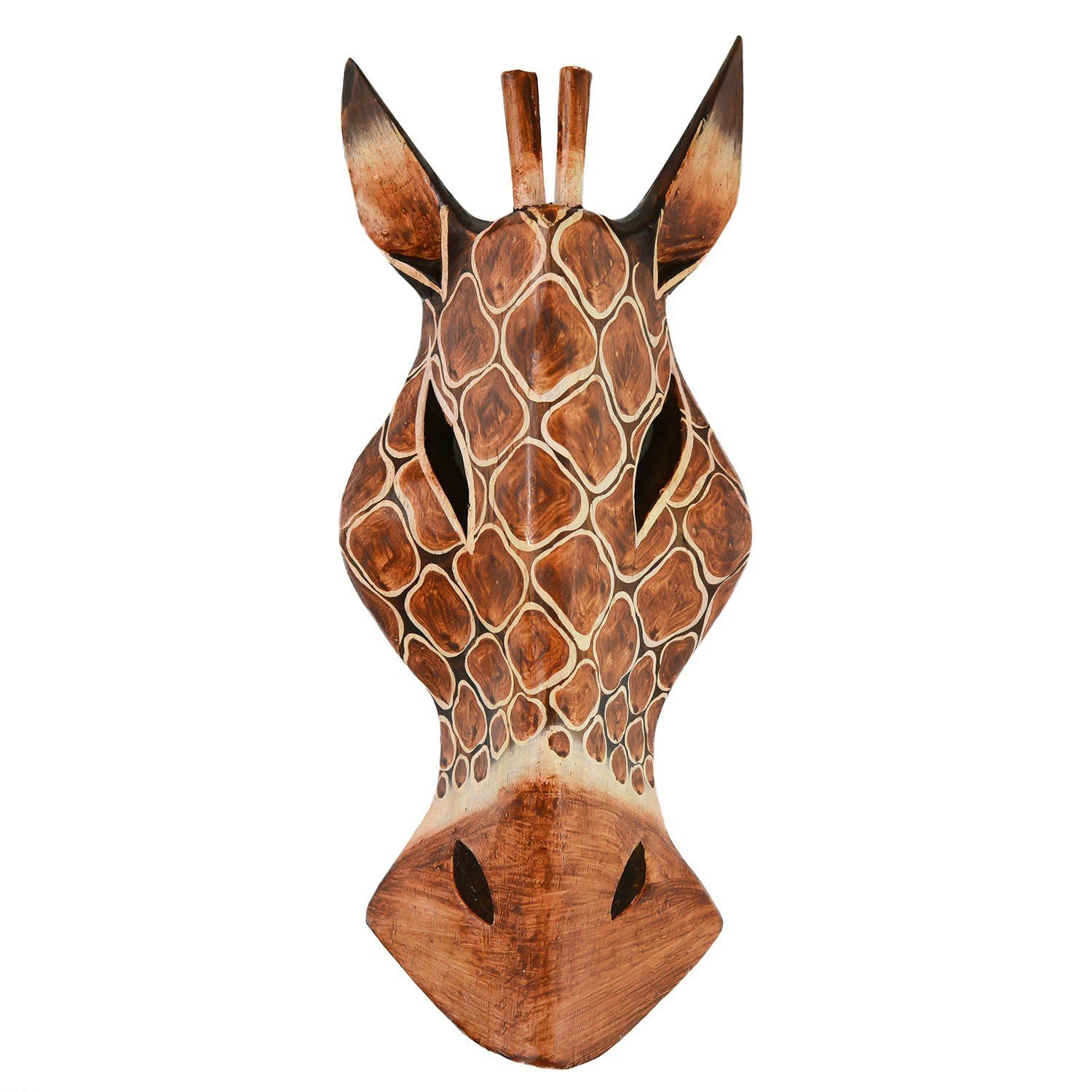 Kunsthandwerk Afrika Wooden Giraffe Mask, 30L x 30W cm, Handmade in Bali, Living Room Decor