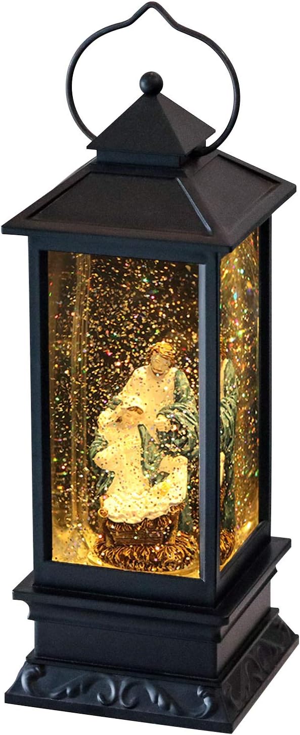 Snow Globes - DRomance Lighted Water Lantern Glittering with Music Battery and USB Powered Singing Snow Globe for Kids, Jesus Christmas Water Snow Glitter Globe Lantern Decor for Christmas Decor