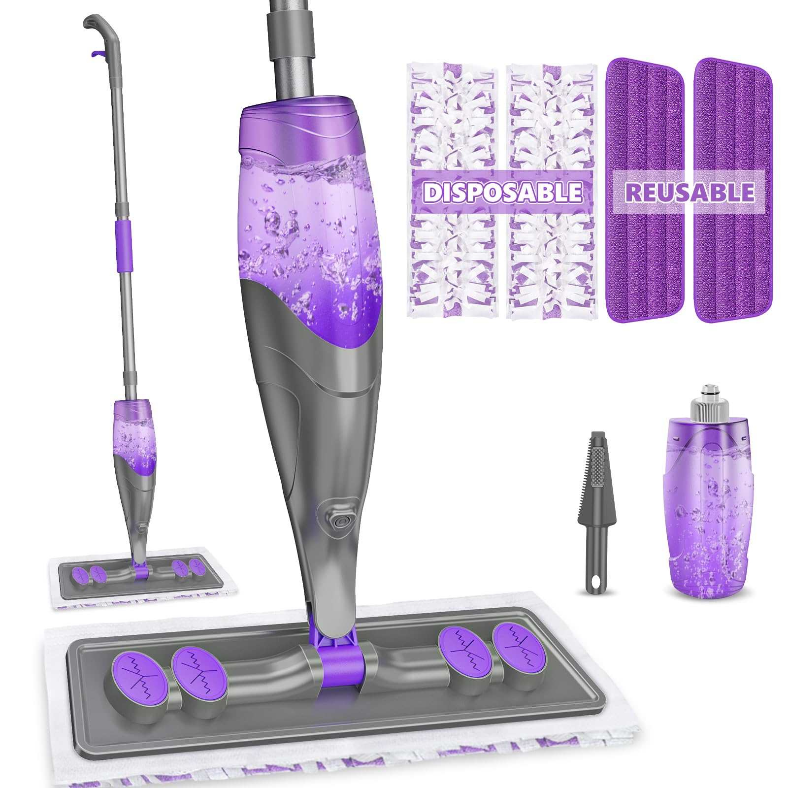 Photo 1 of **NOPADS**IOPRETTY Spray Mops for Floor Cleaning - Wet Dry Mops with 2 Washable + 2 Disposable Pads for Swiffer Powermop - Refillable Bottle for Hardwood Tile Home Kitchen - Absorbs Pet Hair Dust Stains