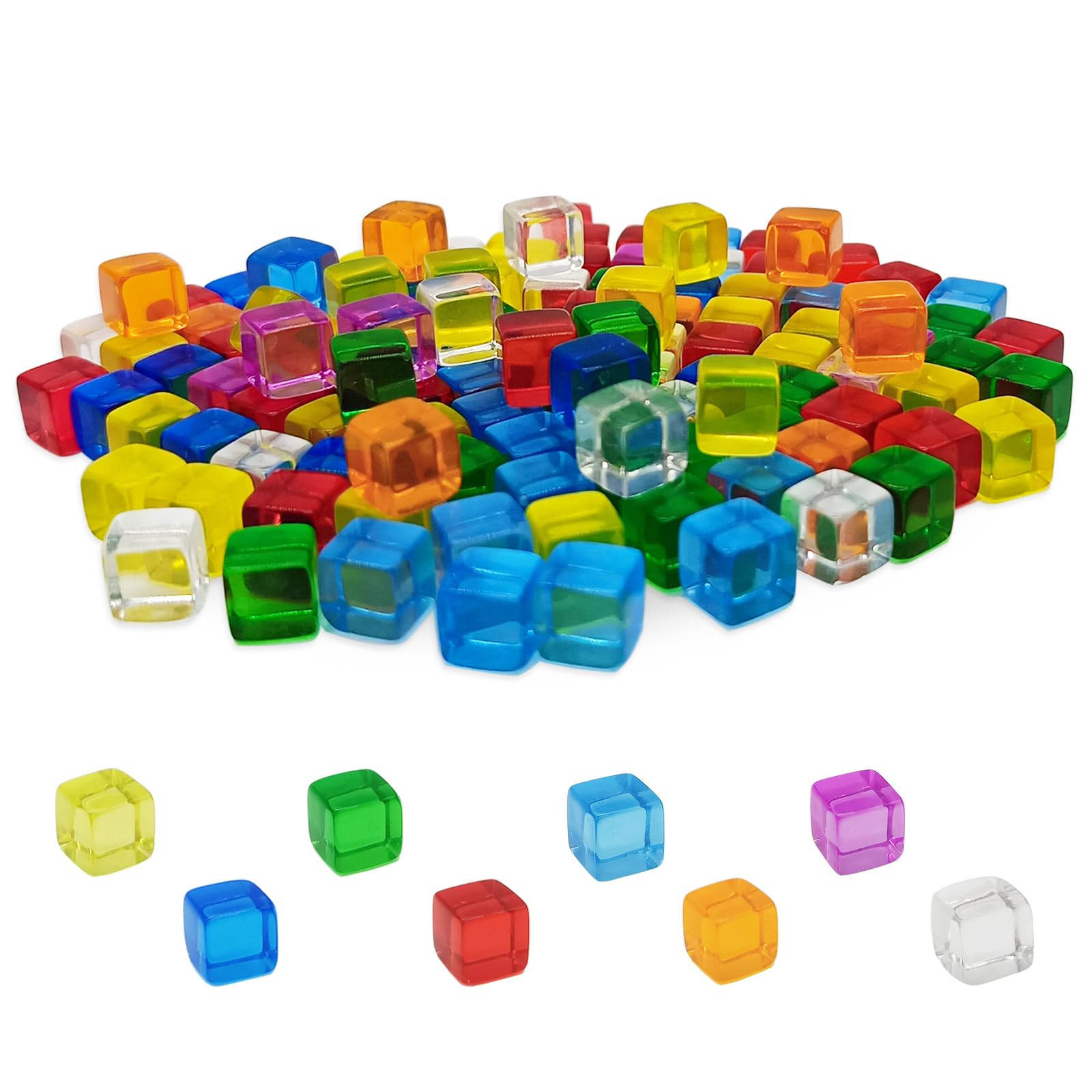 Photo 1 of 160 Pcs 8 Colors Blank Dice, 7.5mm Mini Acrylic Cubes for DIY Customization, Board Game Pieces, Tabletop Gaming Tokens, Card Game Counters, Assorted Color No Hole Dice Beads