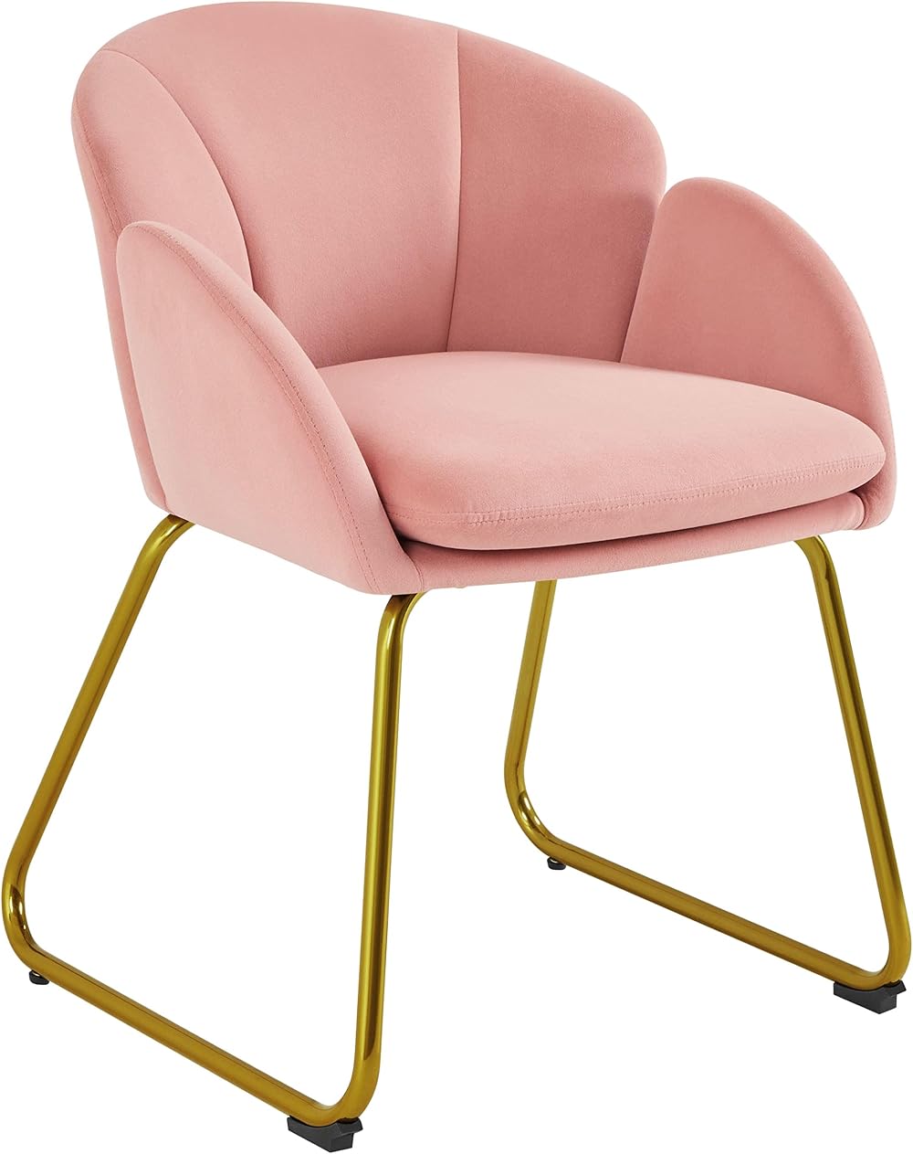 Yaheetech Velvet Tub Chair Pink with Golden Metal Legs Modern Accent Armchair