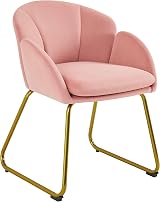Yaheetech Velvet Tub Chair Pink with Golden Metal Legs Modern Accent Armchair