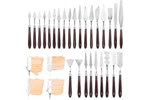 MBAIYO 27 Pcs Palette Knife Set, Stainless Steel Painting Knife Set Wood Handle Palette Knives Paint Spatula Pallet Knives for Acrylic Paint Tools for Canvas Oil Painting Mixing and Texturing