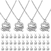 WEBEEDY 40 PCS Cheer Necklace Cheerleader Gifts Silver Heart Horn Pendant Necklace Adjustable Cheer Team Jewelry Charm for Women Sport Cheers Accessories Anniversary Birthday Gift,45cm/17.7 Inch