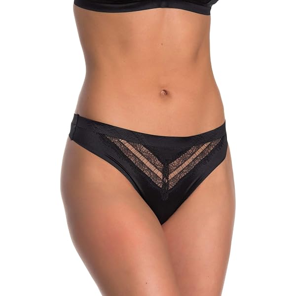 Plus Size Lace And Mesh Thong For Women – Black Panty (20987X)