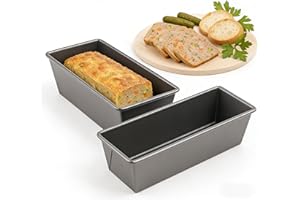 Terrine Mold – 11 Inch Long Loaf Pans for Baking, 2 Pack Nonstick Carbon Steel Bread Molds for Pâté, Terrines, Meatloaf, Cock