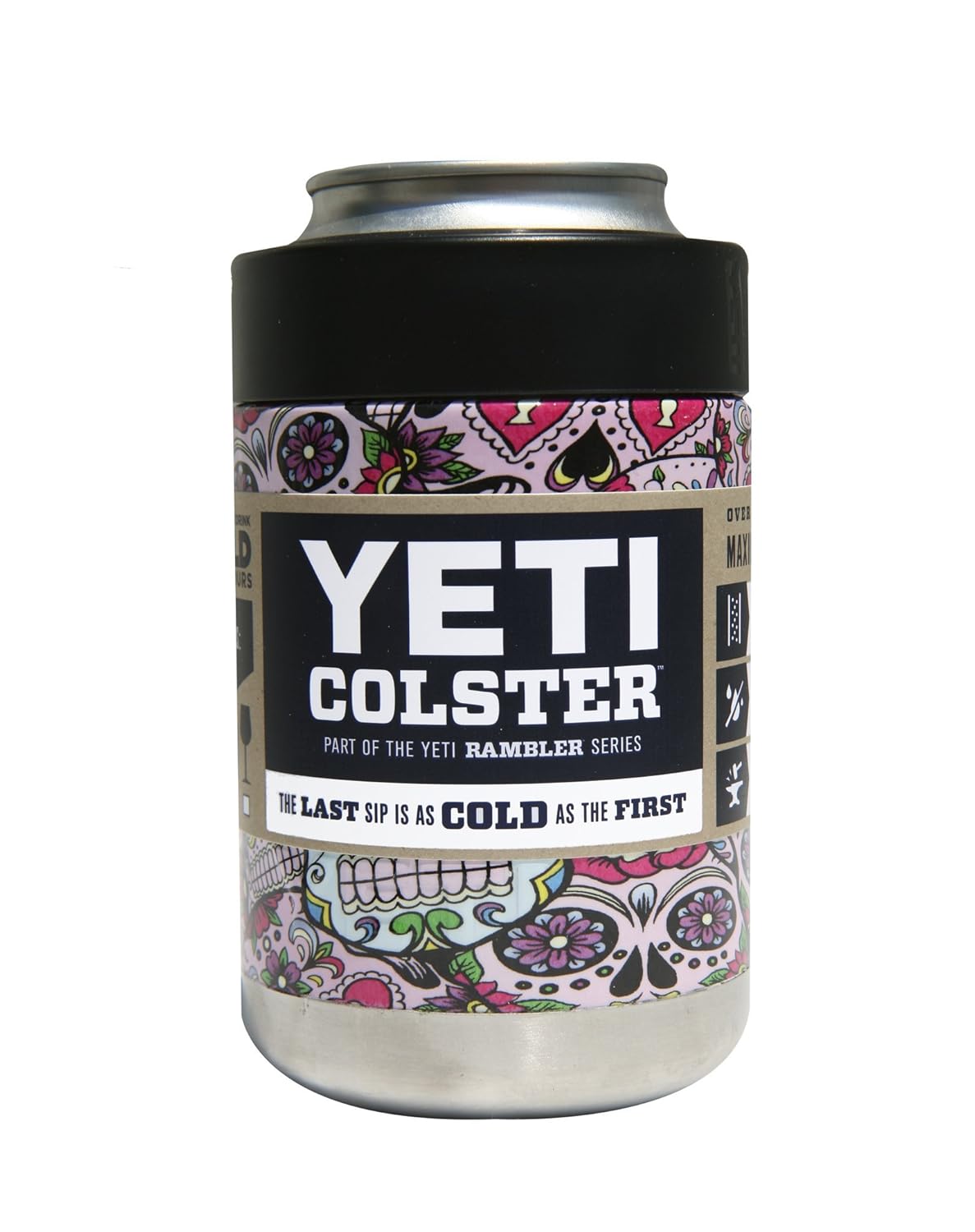Yeti Pink Sugar Skull Rambler Colster Insulated Stainless Steel Koozie