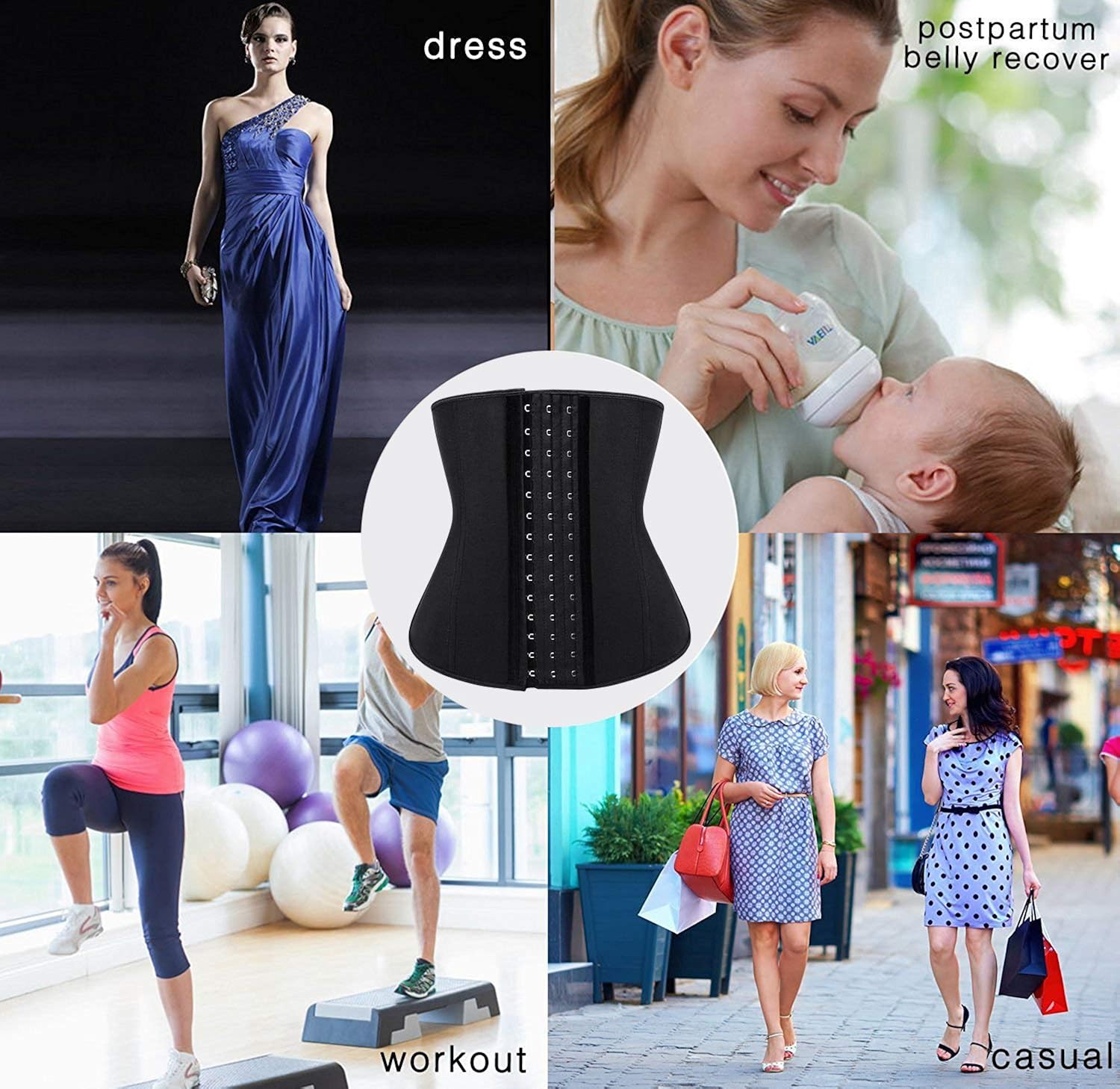 SHAPERX Women's Sports Latex Waist Trainer Corsets Cincher Weight Loss Hourglass Shaper Girdle at  Women’s Clothing store