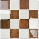 STICKGOO 10 Sheets Peel and Stick Backsplash Tiles for Kitchen&amp;Bathroom | Upgraded Thicker Design 9" x 9" 3D Vinyl Self-Adhesive Wall Tiles Stick on Backsplash for Kitchen&amp;Bathroom(White,Orange)