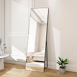 Hoikwo Full Length Mirror 59x16 in Black Frame Standing Wall Mountable 150x41 cm view 5