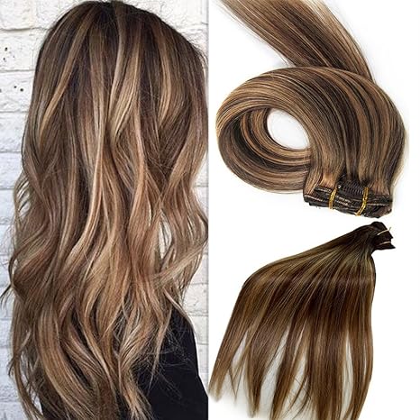 Clip in Haarverlängerung Set Echthaar Remy Haar Echthaar Clip in Extensions Blond Braun Schwarz