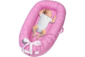 XZV Baby Lounger, Infant Lounger for Newborn 0-24 Months, Breathable and Soft 100% Cotton Baby Nest Cover, Babies Essentials Gifts, Portable Co-Sleeping Baby Bed for Home and Travel