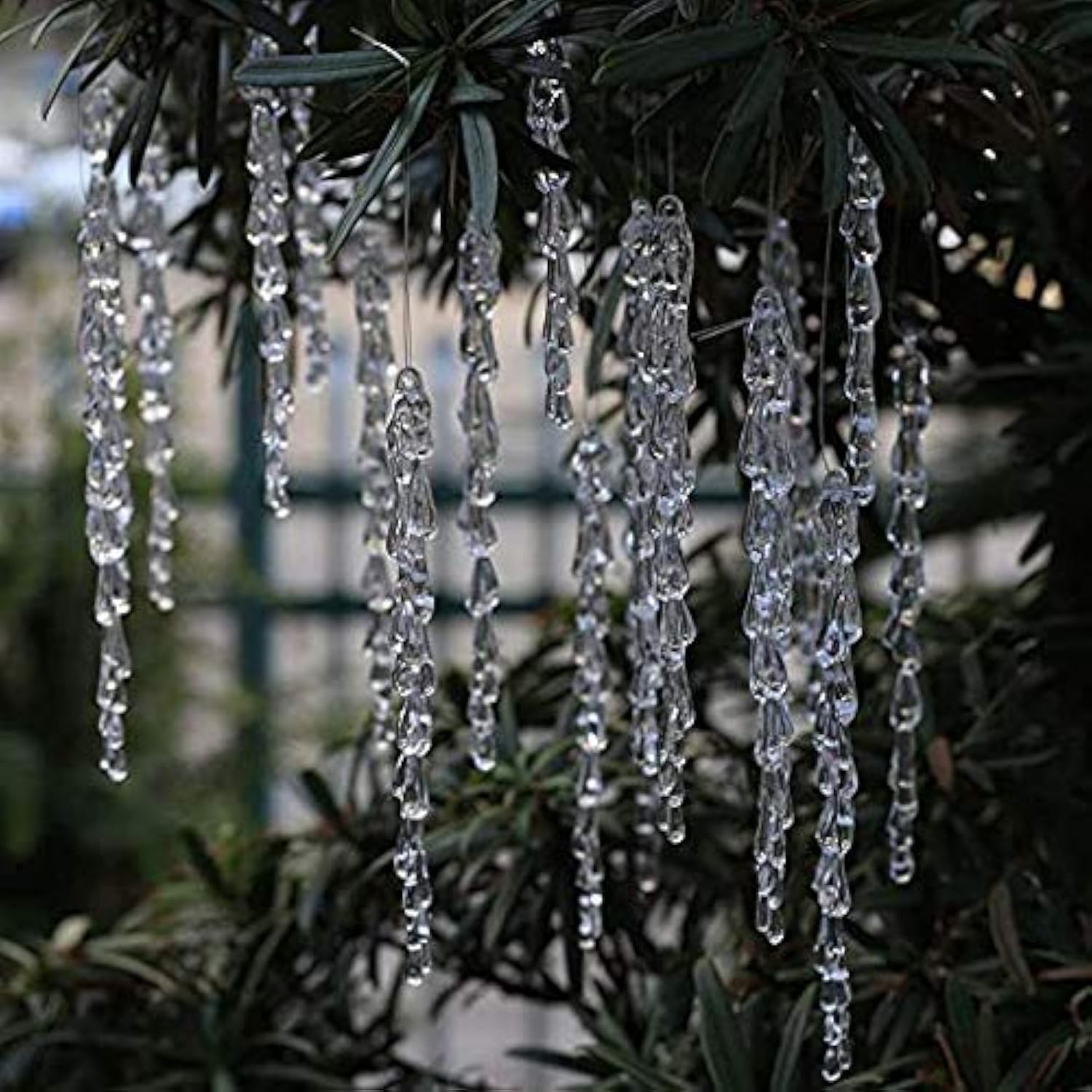 DAHI 50PCS Clear Acrylic icicle Ornaments Christmas Tree Ornaments Acrylic Clear icicles Set for Christmas Tree Decoration (icicle 50pcs)