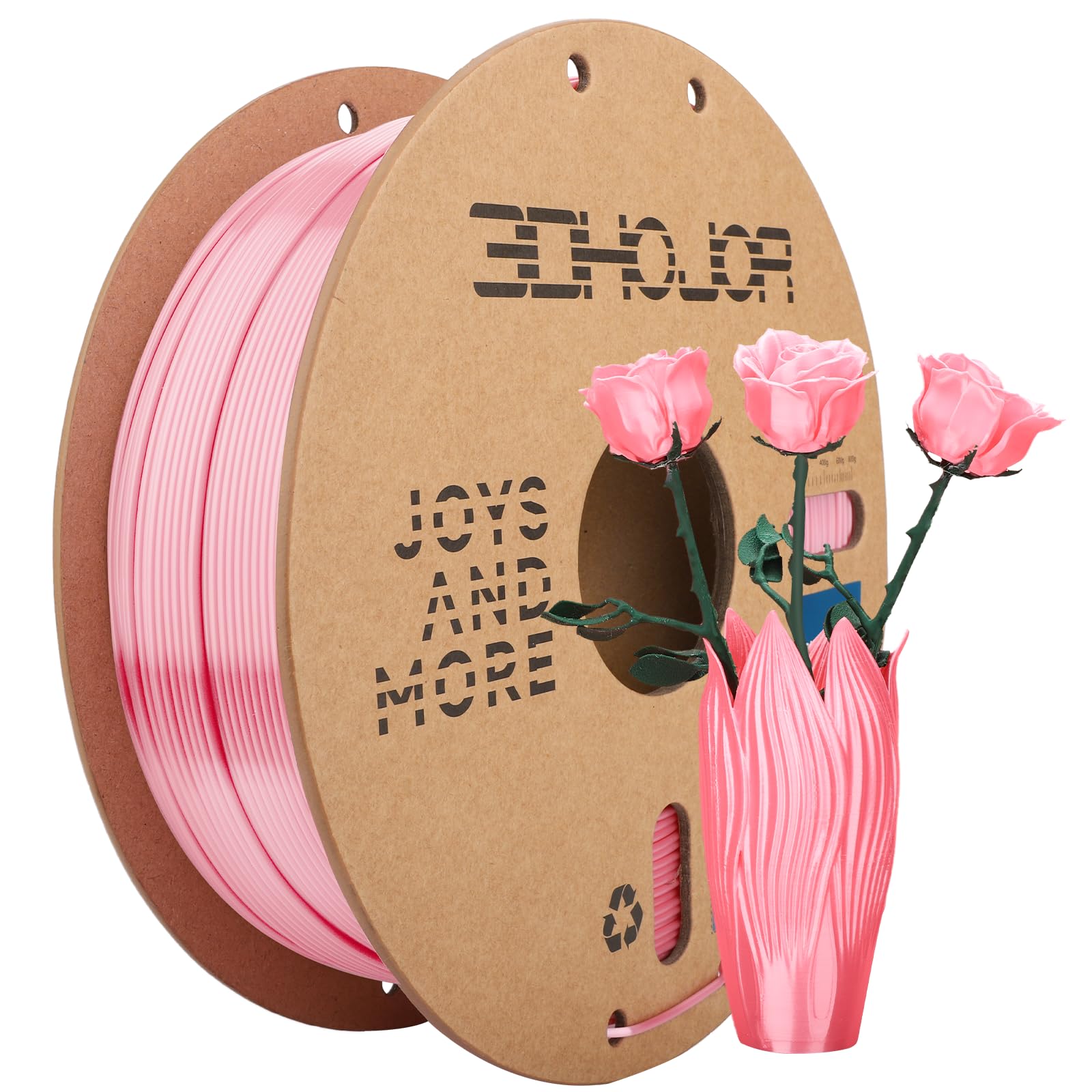 Photo 1 of 3DHoJor Silk PLA Filament 1.75mm, PLA Filament 1.75mm Silk Shiny 3D Printer Filament, 1kg Cardboard Spool (2.2lbs), Dimensional Accuracy +/- 0.03 mm, Fit Most FDM Printer?Pink?