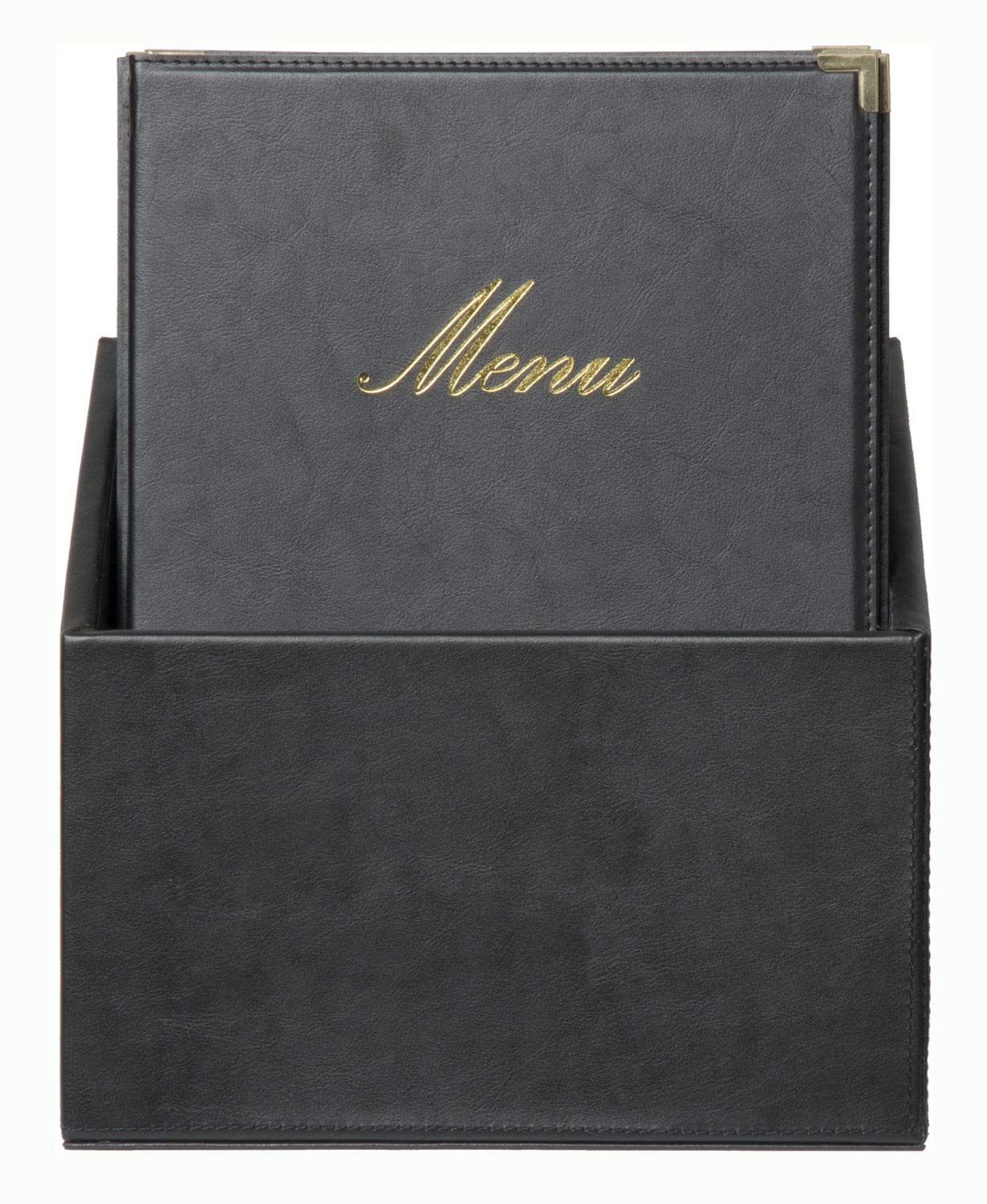 Securit Classic Range Menu Box with 20 A4 Menu Cards with1 Double Insert, Black