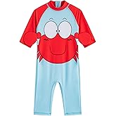 LIZENS Boys One Piece Swimsuit Long Sleeve Boys Swimwear Rash Guard Suit Kids