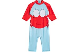 LIZENS Boys One Piece Swimsuit Long Sleeve Boys Swimwear Rash Guard Suit Kids