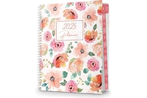CRANBURY 2025 Planner Book 8.5x11 (Floral), Jan to Dec 2025, Large Monthly Weekly Daily Planner, 2025 Calendar Notebook, 8x11 Agenda with Monthly Tabs