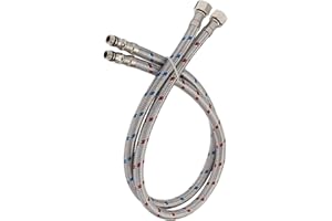 Bathfinesse Flexible Connector Braided Stainless Steel Bathroom Faucet Bathroom Kitchen Faucet Supply Lines 16" Length 3/8-Inch Female Compression Thread x M10 Male Connector, x 2 Pcs (1 Pair)