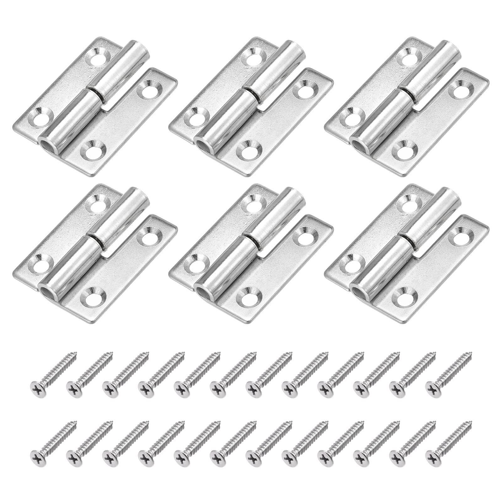 METALLIXITY Lift Off Hinge (50mm/2") 6Pcs, 304 Stainless Steel Right-handed Slip Joint Small Flag Hinges - for Cabinet Door, Silver Tone