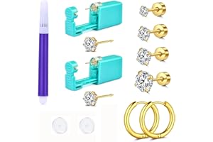QWALIT Ear Piercing Gun Kit - Gold Self Piercing Earrings Kit With Studs