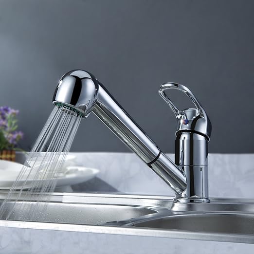Deck Mount Solid Brass Kitchen Sink Faucet With Pull Out Sprayer