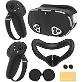 Silicone Cover Set Compatible with Meta Quest 3S Accessories, VR Protector Face Cover, Controller Grips, Front Shell Headset 