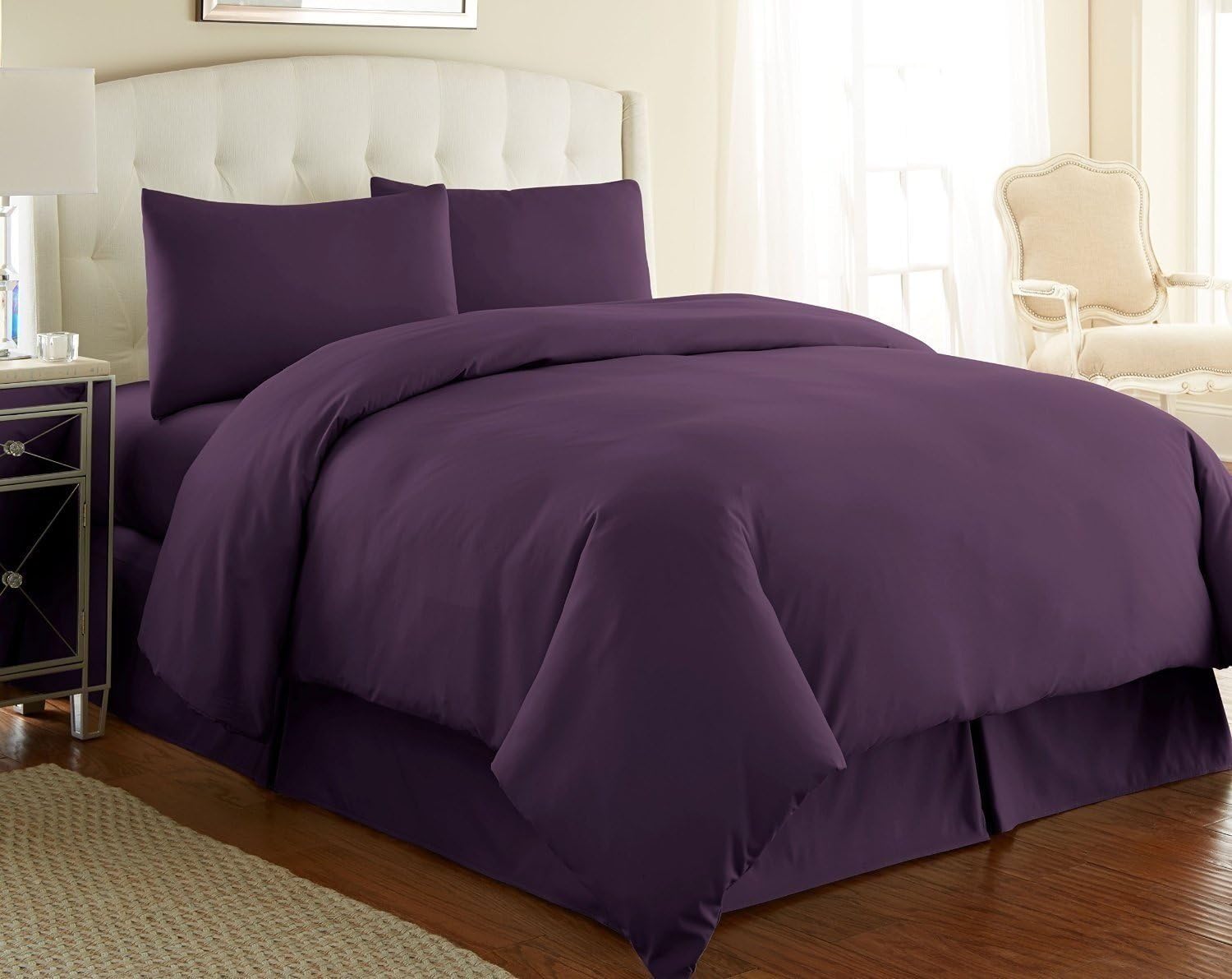 [hachette] 3PC 200TC [AUBERGINE PURPLE/KING SIZE] 100 EGYPTIAN COTTON