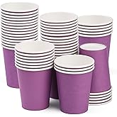 Prgery Paper Cups 8 oz 25 Pack, Disposable Paper Coffee Cups for Hot or Cold Beverage Drinking for Party, Picnic, BBQ, Travel, and Event -Purple